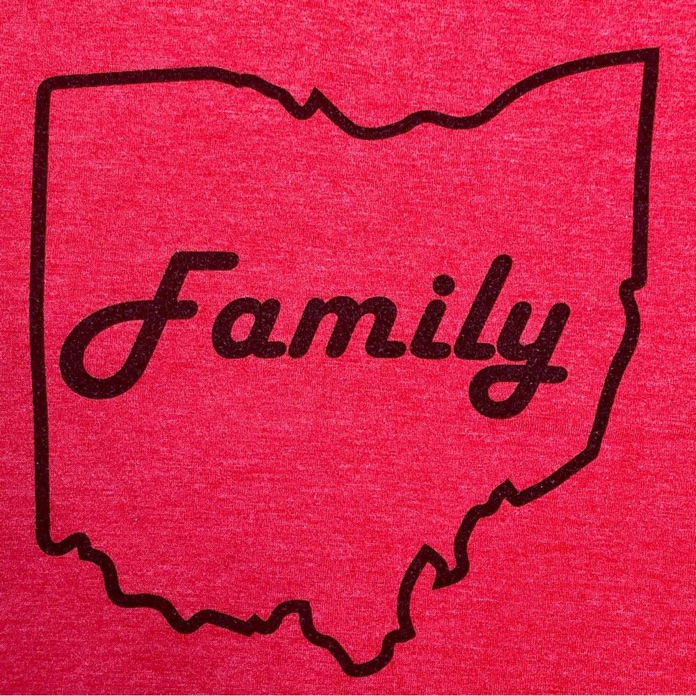 State of Ohio “Family” Red V-Neck Tri-Blend Fitted T-Shirt, Size Small